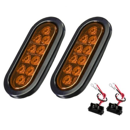 Oval Bil 10LED Glödlampor Bromsljus med Kontakt 12V Blinkers Universal för De Flesta Bilar Lastbilar Släpvagnar Gul