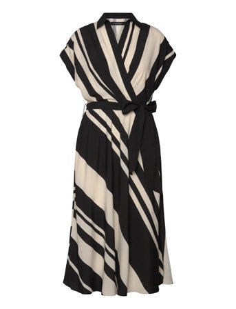 Lauren Ralph Lauren | Striped Belted Crepe Dress | 34