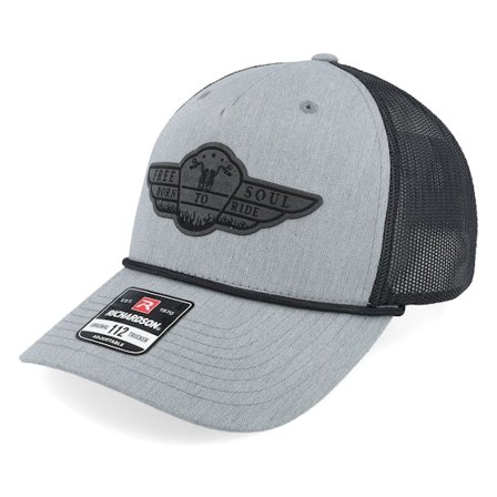 Born To Ride - Cinza trucker Boné - Free Soul Biker Patch Heather Grey/Black Rope Trucker @ Hatstore