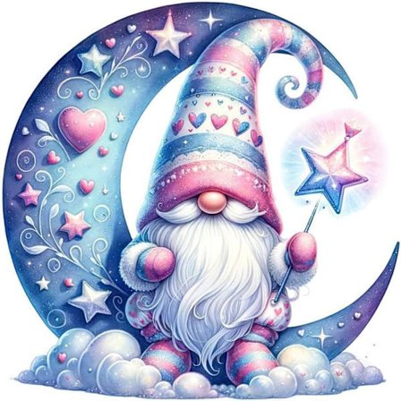 Diamond Painting & Diamantmaleri – 5D Fuld Drill DIY Kunstsæt (35×35 cm), Månetomte Motiv til Vægdekoration