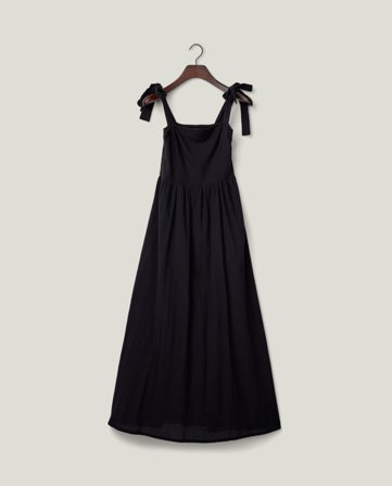 Lexington Seersucker-Sommerkleid mit Schleifenband, schwarz