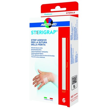 Master-Aid Sterigrap Strip Adesivo Sutura Ferite 75x6mm 6 Pezzi