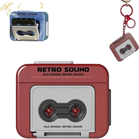 Mini Båndspiller Nøkkelring, Retro Båndspiller Nøkkelring, Spill Inn Kjærlighetsord, Musikk eller Andre Lyder, Båndspiller Nøkkelring Gave, Rød