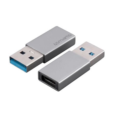 4Smarts passive USB-A 3.0 to USB-C adapter, 2-pack - grey