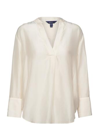 Relaxed Stand Collar Blouse Tops Blouses Long-sleeved Cream GANT