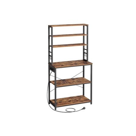 Rootz køkkenhylde Vintage Brun & Sort - Opbevaringsenhed - Skab - Spånplader og stål - 40 cm x 80 cm x 167 cm - S-kroge - Nem at samle