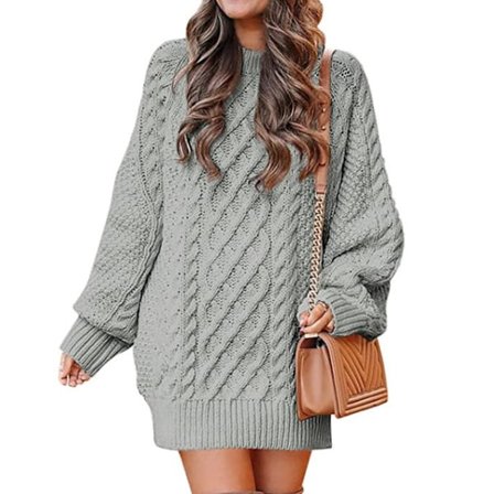 Klänningar med långärmad stickad tröja för kvinnor