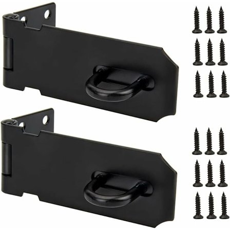 2 stk. hængelås stål hasp 4 tommer sort rustfrit dør lås lås sikkerhedslås låseanordning med skruer til dør vindue skab