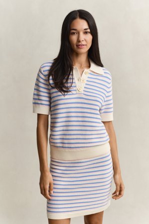 GANT Damen Bunt gestreiftes strukturiertes Top (S) Weiß