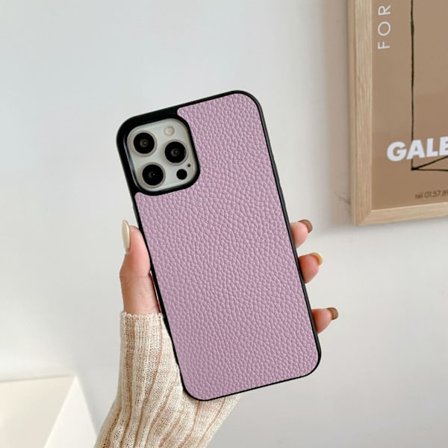 Etui til iPhone 14 lilla lychee læder retro mønster
