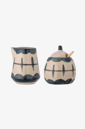 Bloomingville - Mjölkkanna & sockerskål Allium, set om 2 - Blå - Kannor & karaffer - Från Homeroom