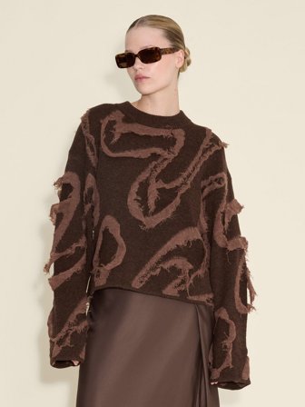 Holzweiler Distressed Emblem Sweater - Brown Mix - Women's - M