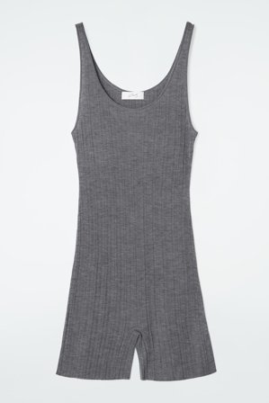 COS Women's The Ribbed Merino Wool Body in Grey