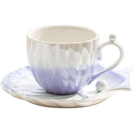 Perlemor Kaffe Kop og Underkop, 8oz(240ML) til Specialkaffe Drikke, Cappuccino, Latte, Americano og Te, Elegant Keramiske Kaffe Kopper til Kaffe