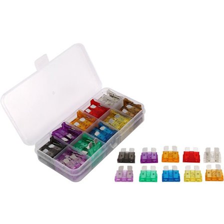 Standard sikringssett for bil 2A 3A 5A 7.5A 10A 15A 20A 25A 30A 35A AMP Automotive Blade Fuse Assorted Kit, 100 stk.