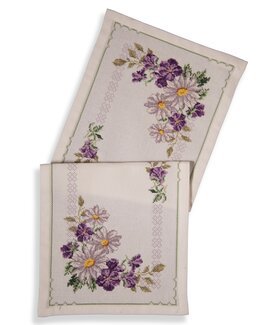 Broderipakke Løper Lilla Blomster - Svarta Fåret