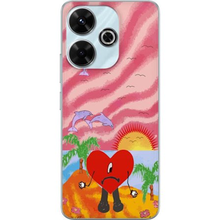 Kompatibelt Mobildeksel til Xiaomi Redmi 13 Bad Bunny i en fargerik quiltet jakke med hjertemønster og solbriller i moderne gatestil