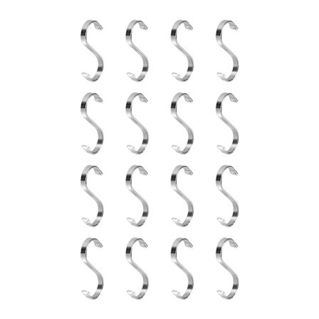 Rustfrit stål flad S kroge bøjle til hjemmekøkken 16-pak Silver 7 cm