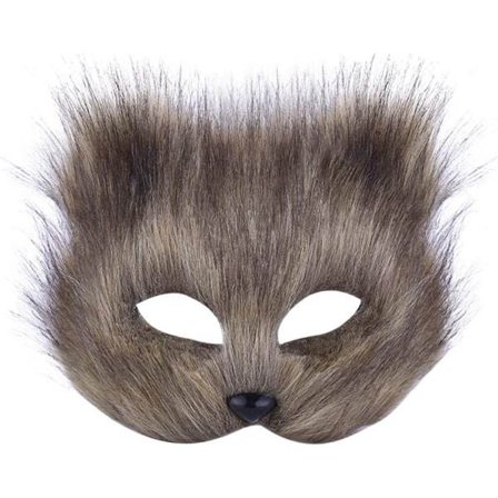IC Revmaske Halloween cosplaymaske halv ansiktsmaske øyemaske fluffy revkostymetilbehør Dyrefest Kattmasker Grå