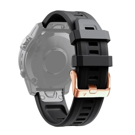 For Garmin Fenix 6S 20mm Roséguld Spänne Silikonklockarmband-WELLNGS Black