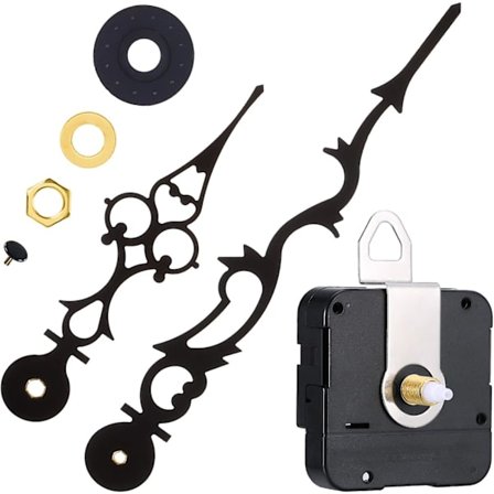 Kvartsurverk med 170 mm / 6,7" klokkehender for DIY veggklokke (svart)