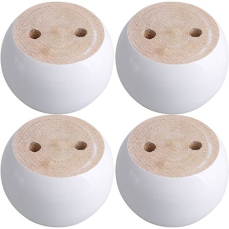 Set med 4 runda möbelben i vit eukalyptus 8 x 8 x 5 cm Kan bära en vikt på cirka 100 kg-FA6-