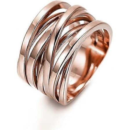 Flettede Ringforstærkere til Kvinder Statement Ring Sølv Guld Rosaguld Belagt Ring Gravering Tilpasset Personlig (6-Rosaguld)