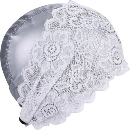 Svømmehætte til kvinder, vandtæt svømmehætte med blondeblomst, badehætte med ørebeskyttelse