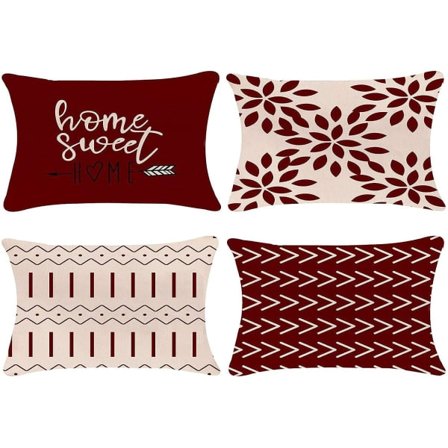 IC Lumbal pudebetræk 12x20 Sæt af 4, Moderne sofa Cover, Dekorativt Udendørs Linnedstof Case til Sofa Bil 30x50cm