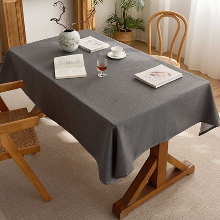 Tvättbar fläckresistent duk, 140 x 200 cm, vattentät rektangulär duk i mörkgrå bomulls- och linnestil