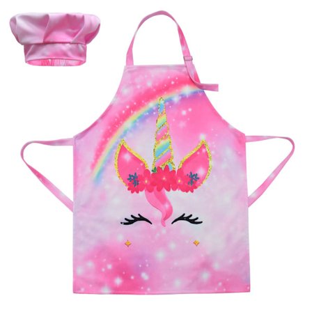 Forklær for barn jenter Regnbue Enhjørning Forkle (Enhjørning B, Medium,
