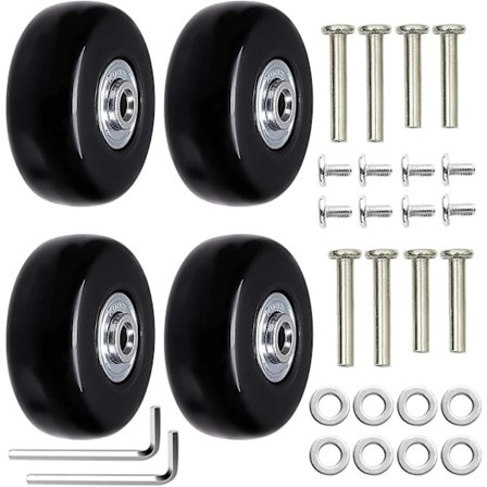 4 stycken ersättningshjul för resväska, universalhjul för resväska, ersättningsaxlar och hjul för resväska [DB]