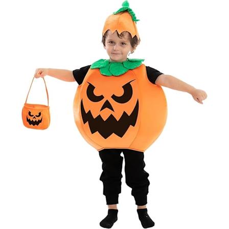 (Höjd 100-110CM) 1 st barn unisex ond pumpa kostym med korg lämplig för barn