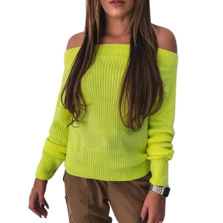 One Word Collar Casual Stickad Tröja