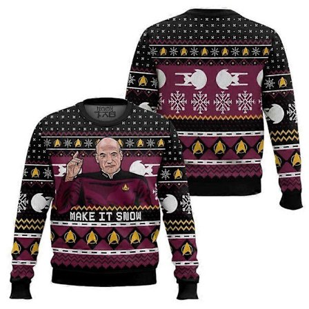 Captain Picard Grim Julesweater Make It So Sjov Julefrokost Tøj Nyhed Ferie Pullover Plus Size Julegaver