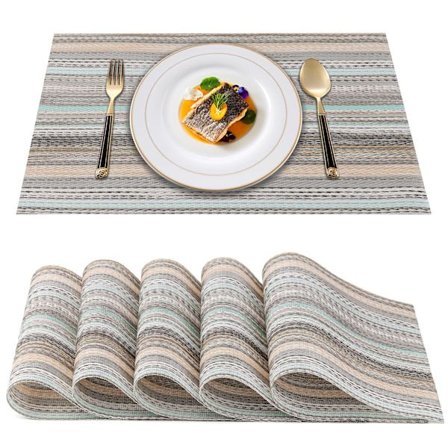 Underlägg set om 6 för matbord - Rustikt vävt underlägg