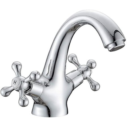 Perinteinen Victorian Monobloc-altaan sekoitus hana Vintage kromi kaksinkertainen ristikahva kylpyhuonehana