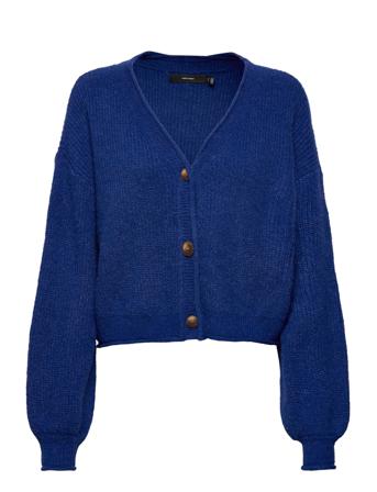 Vmyvonne Ls V-Neck Rolledge Cardi Ga Bf Blue Vero Moda