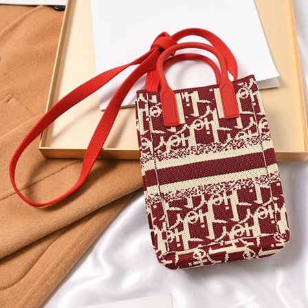 Kjede Skulder Crossbody Bag Strikket veske for kvinner RØD