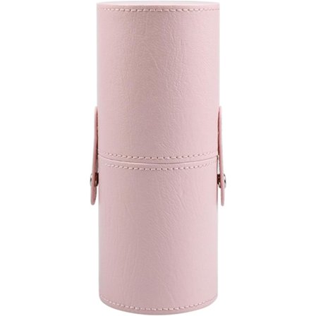 Sminkebørsteholder, Sminkebørsteorganisator for sminkebord, Bærbar Vanntett PU Lær Reise Sminkebørsteveske (Rosa)