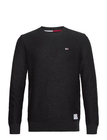 Tjm Regular Structured Sweater Strikkegenser M. Rund Krage Svart Tommy Jeans
