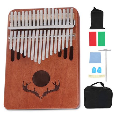 17 Key Kalimba Finger Thumb Piano Solid Mahogany med lydhul Reindeer Horn Pattern(Burlywood Color )