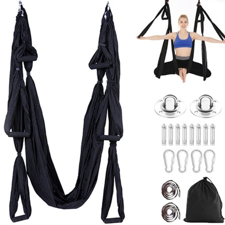 Luft Yoga Hängmatta, Yogasväng, Air Fly Hängmatta Set, Svart