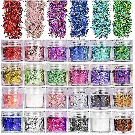 Ansigtsglitter Chunky 24 Æsker Sequins Regnbueflager DIY