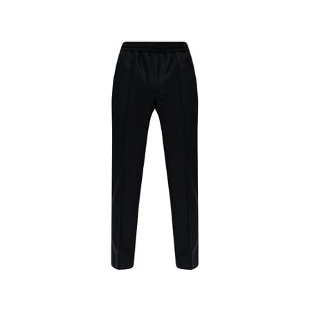 Moncler, Wool trousers with logo Zwart, Heren, Maat:XL,wol
