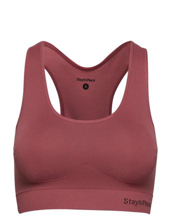 Rib Seamless Bra Lingerie Bras & Tops Sports Bras - ALL Lyserød Stay In Place