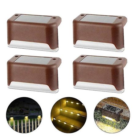 4 st Solar Step Lights Led Solar Lights Path Trapp Utomhusljus Steg Lampa Staket Vägg Landskap Solar Lamp(Vit)