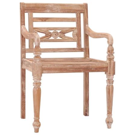 vidaXL Bataviastolar 2 st vit finish massiv teak Brun