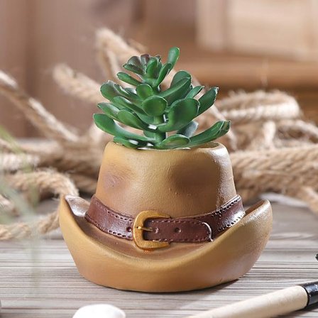 Mini Western Cowboy Style Blomkruka Succulent Krukor Med Dränering