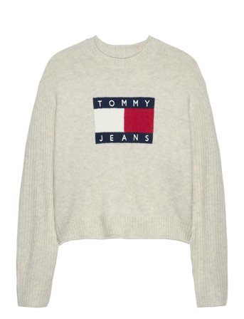 Tjw Melange Flag Sweater Rib Ext Cream Tommy Jeans